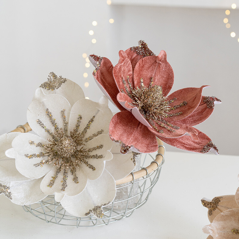 Χριστουγεννιάτικα λουλούδια Glitter Artificial Poinsettia Flower Χριστουγεννιάτικο στολίδι DIY στεφάνι Χριστουγεννιάτικη διακόσμηση Navidad 2025 Δώρα