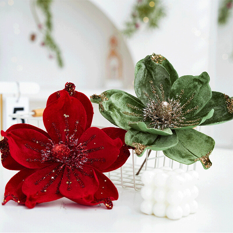 Χριστουγεννιάτικα λουλούδια Glitter Artificial Poinsettia Flower Χριστουγεννιάτικο στολίδι DIY στεφάνι Χριστουγεννιάτικη διακόσμηση Navidad 2025 Δώρα