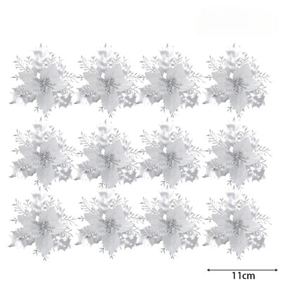 12/24 vnt. aukso pudra Kalėdų gėlė Dirbtinė Kalėdų eglutė kabantis gėlių pakabukas Naujųjų metų Kalėdų vakarėlio namų dekoravimo reikmenys