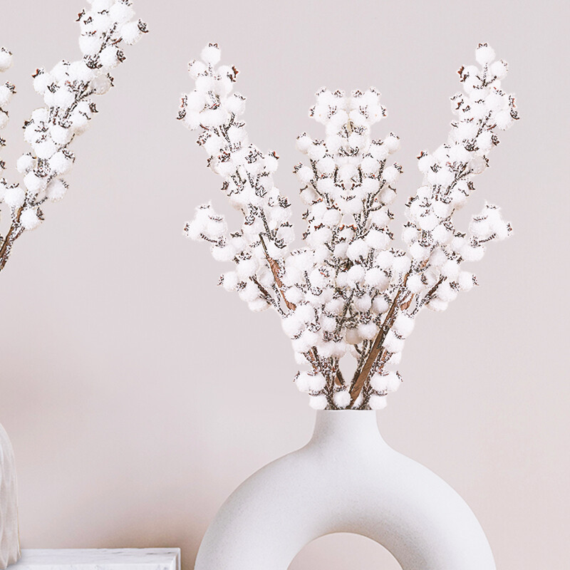 1 vnt. 57 cm Kalėdų baltųjų uogų dirbtinių gėlių šakelės Kalėdų eglutės namų dekoravimas netikras augalas „pasidaryk pats“ gėlių kompozicijos amatai
