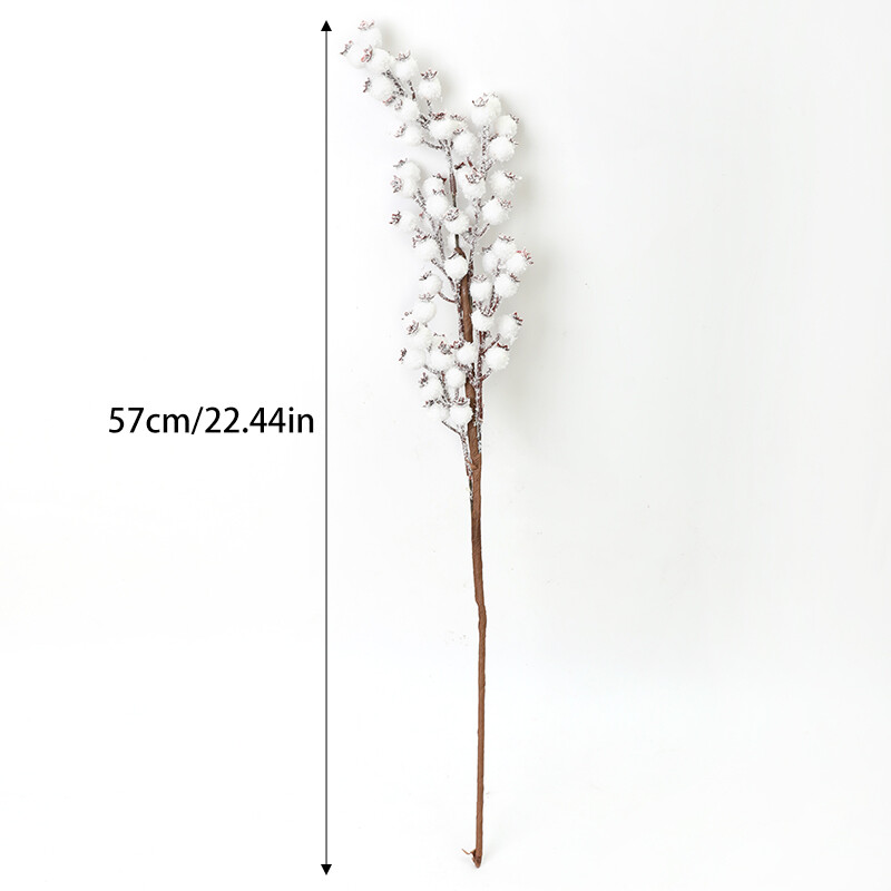 1 vnt. 57 cm Kalėdų baltųjų uogų dirbtinių gėlių šakelės Kalėdų eglutės namų dekoravimas netikras augalas „pasidaryk pats“ gėlių kompozicijos amatai