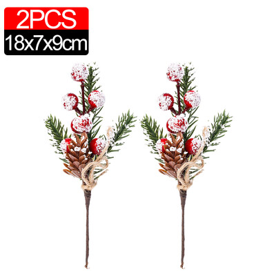 10/2 ΤΕΜ. Τεχνητά κλαδιά από κόκκινα μούρα Χριστουγεννιάτικες επιλογές Σπρέι τεχνητά κουκουνάρια Holly Stem Craft Χριστουγεννιάτικα διακοσμητικά Navidad