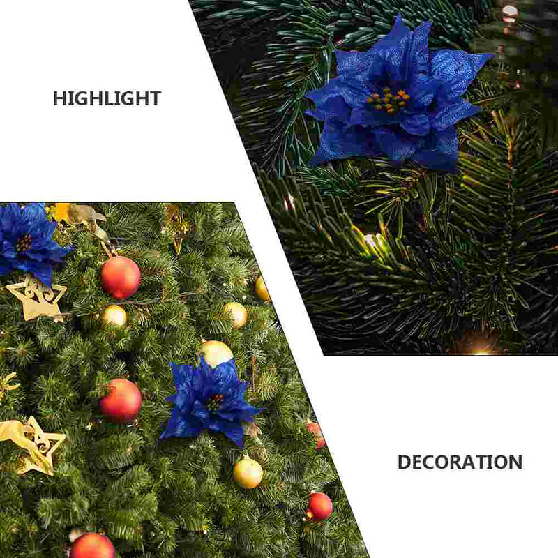 12 db Karácsonyfadíszek Füzér Művirágok Díszek Hamis dekoratív karácsonyi kiegészítők Kék