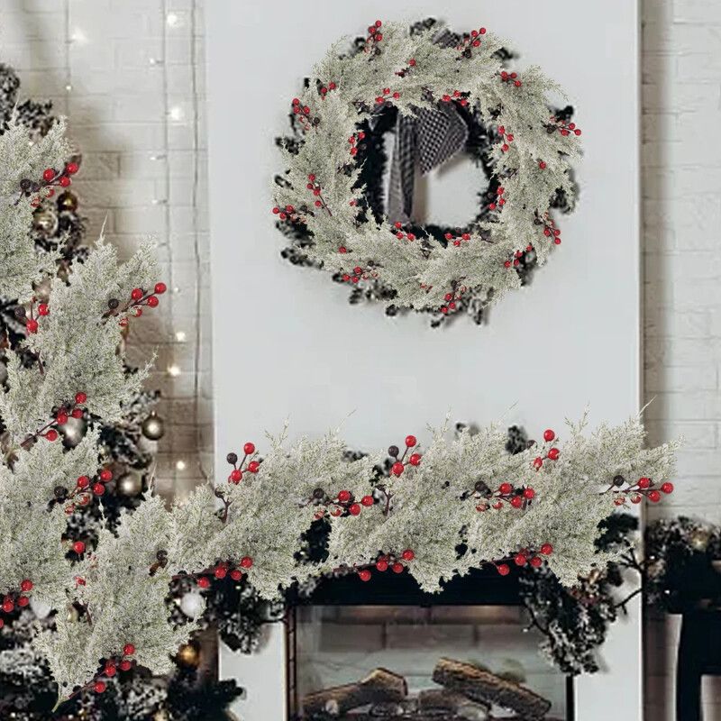 4/1 ΤΕΜ. Τεχνητά κλαδιά πεύκου Χριστουγεννιάτικα κόκκινα μούρα στελέχη για χριστουγεννιάτικα στολίδια με στεφάνι DIY Χριστουγεννιάτικη διακόσμηση για το σπίτι