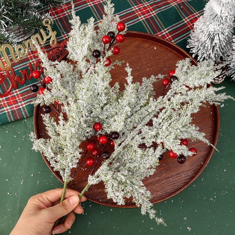 4/1 ΤΕΜ. Τεχνητά κλαδιά πεύκου Χριστουγεννιάτικα κόκκινα μούρα στελέχη για χριστουγεννιάτικα στολίδια με στεφάνι DIY Χριστουγεννιάτικη διακόσμηση για το σπίτι