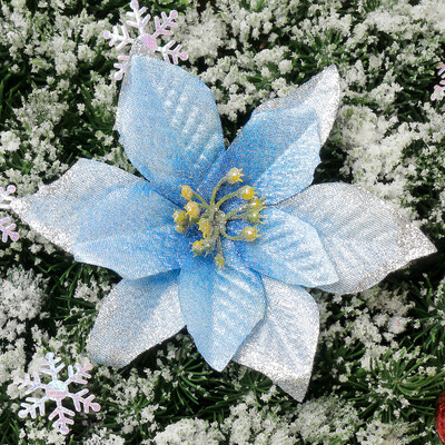 5/10 τμχ Χριστουγεννιάτικη διακόσμηση Glitter τεχνητά λουλούδια στολίδια χριστουγεννιάτικου δέντρου Διακόσμηση σπιτιού Χριστουγεννιάτικη Πρωτοχρονιά 2025 Αξεσουάρ