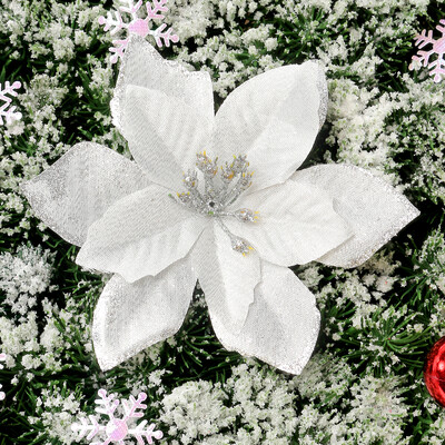 5/10 τμχ Χριστουγεννιάτικη διακόσμηση Glitter τεχνητά λουλούδια στολίδια χριστουγεννιάτικου δέντρου Διακόσμηση σπιτιού Χριστουγεννιάτικη Πρωτοχρονιά 2025 Αξεσουάρ