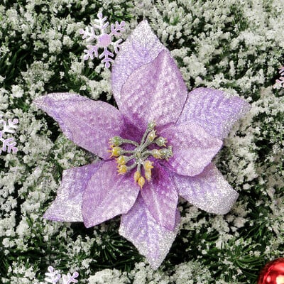 5/10 τμχ Χριστουγεννιάτικη διακόσμηση Glitter τεχνητά λουλούδια στολίδια χριστουγεννιάτικου δέντρου Διακόσμηση σπιτιού Χριστουγεννιάτικη Πρωτοχρονιά 2025 Αξεσουάρ