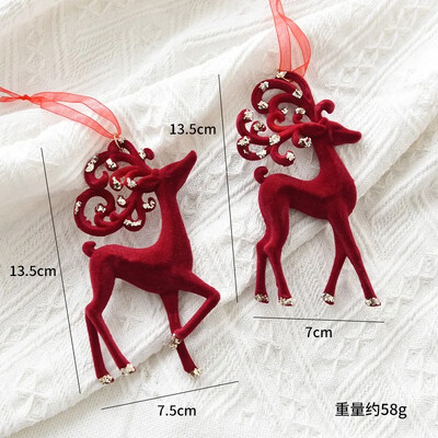 „Red Flocking“ Kalėdų girlianda „Jingling Bell“ Kalėdų eglutės ornamentas Felize Navidad Joy 2025 „Noel“ vakarėlio dekoras namams