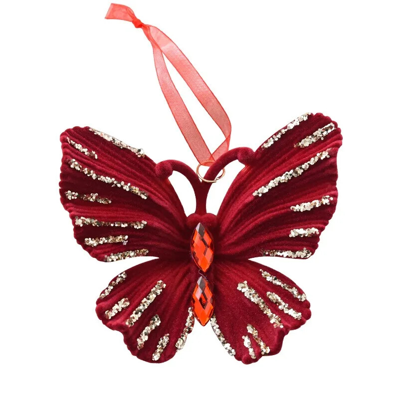 „Red Flocking“ Kalėdų girlianda „Jingling Bell“ Kalėdų eglutės ornamentas Felize Navidad Joy 2025 „Noel“ vakarėlio dekoras namams