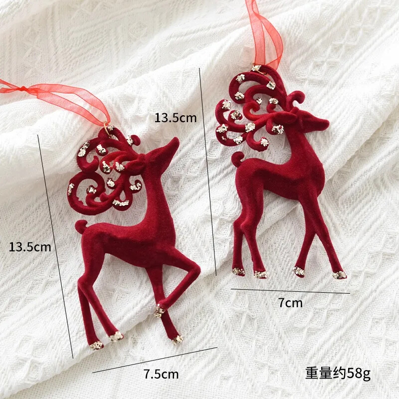 „Red Flocking“ Kalėdų girlianda „Jingling Bell“ Kalėdų eglutės ornamentas Felize Navidad Joy 2025 „Noel“ vakarėlio dekoras namams