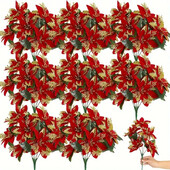 1 ΤΕΜ. Νέα Χριστουγεννιάτικα Λουλούδια Μπουκέτα Poinsettia Τεχνητό λουλούδι Χριστουγεννιάτικο Δέντρο Στολίδι DIY Σπίτι Κήπος Πρωτοχρονιάτικο Χριστουγεννιάτικο Διακόσμηση