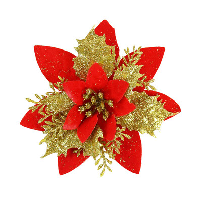 5/10Pc 14cm Μεγάλο Glitter Χριστουγεννιάτικο Λουλούδι για Χριστουγεννιάτικο Δέντρο Κρεμαστό Στολίδι Καλά Χριστουγεννιάτικη Διακόσμηση σπιτιού Πρωτοχρονιά Navidad