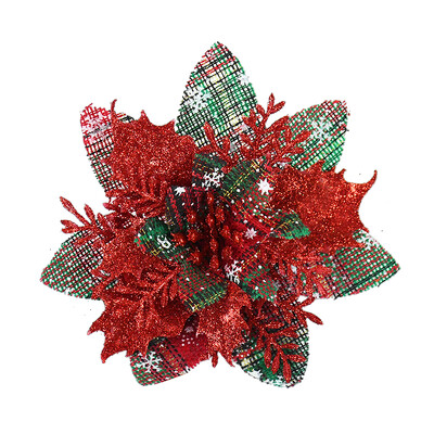5/10Pc 14cm Μεγάλο Glitter Χριστουγεννιάτικο Λουλούδι για Χριστουγεννιάτικο Δέντρο Κρεμαστό Στολίδι Καλά Χριστουγεννιάτικη Διακόσμηση σπιτιού Πρωτοχρονιά Navidad