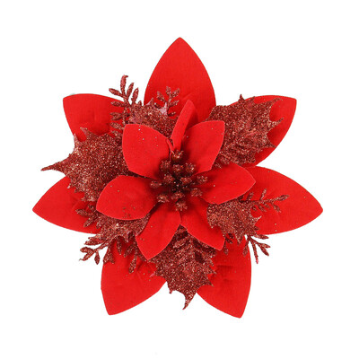 5/10Pc 14cm Μεγάλο Glitter Χριστουγεννιάτικο Λουλούδι για Χριστουγεννιάτικο Δέντρο Κρεμαστό Στολίδι Καλά Χριστουγεννιάτικη Διακόσμηση σπιτιού Πρωτοχρονιά Navidad