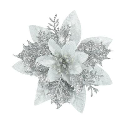 5/10Pc 14cm Μεγάλο Glitter Χριστουγεννιάτικο Λουλούδι για Χριστουγεννιάτικο Δέντρο Κρεμαστό Στολίδι Καλά Χριστουγεννιάτικη Διακόσμηση σπιτιού Πρωτοχρονιά Navidad