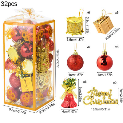 32 vnt./dėžutė Kalėdų rutulio papuošalai Kalėdų eglutės kabančių pakabukų rinkinys Linksmų Kalėdų papuošimai namams Navidad Naujųjų metų dovanos