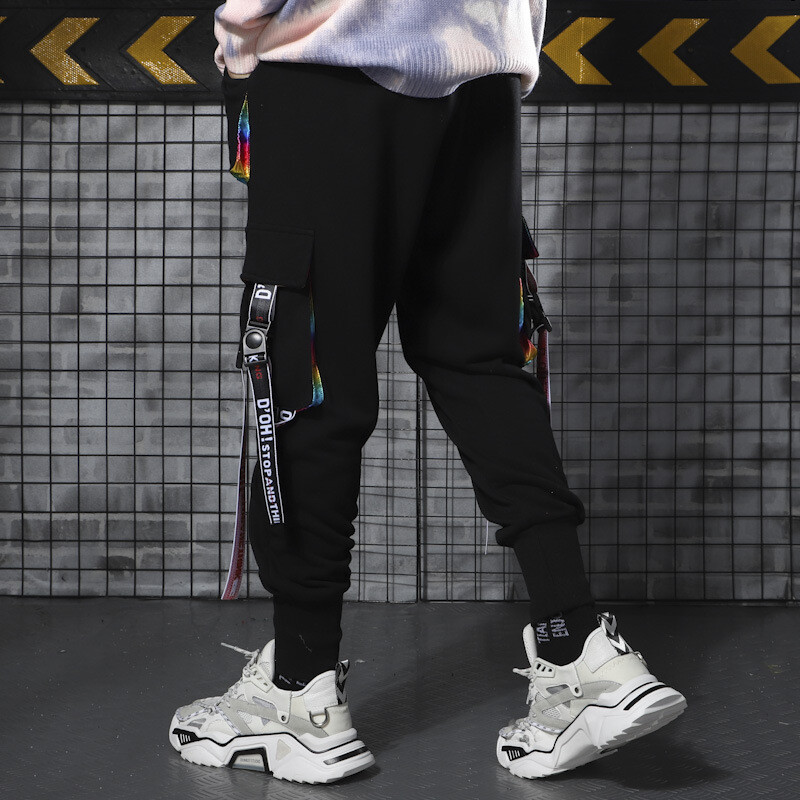 2023 Hip Hop Joggers Men Letter Ribbons Cargo Παντελόνια Τσέπες Track Tactical Casual Techwear Ανδρικά παντελόνια Φούτερ παντελόνια Streetwear