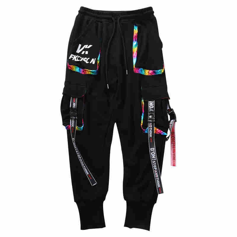 2023 Hip Hop Joggers Men Letter Ribbons Cargo Παντελόνια Τσέπες Track Tactical Casual Techwear Ανδρικά παντελόνια Φούτερ παντελόνια Streetwear