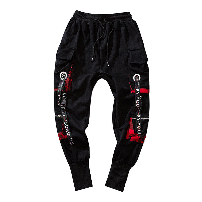 2023 Hip Hop Joggers Men Letter Ribbons Cargo Παντελόνια Τσέπες Track Tactical Casual Techwear Ανδρικά παντελόνια Φούτερ παντελόνια Streetwear