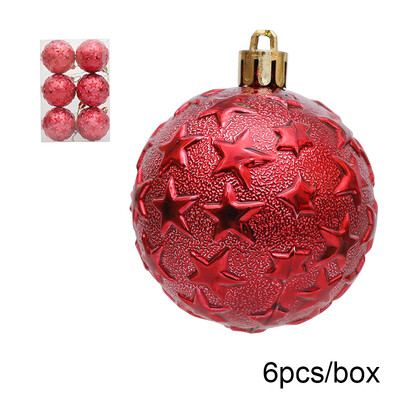 6 vnt. / dėžutė Reljefinis kalėdinio rutulio papuošalai Kalėdų eglutės kabantis pakabukas plastikinis reljefinis rutulys, skirtas 2025 m. Naujųjų metų vakarėlio namų dekoravimui