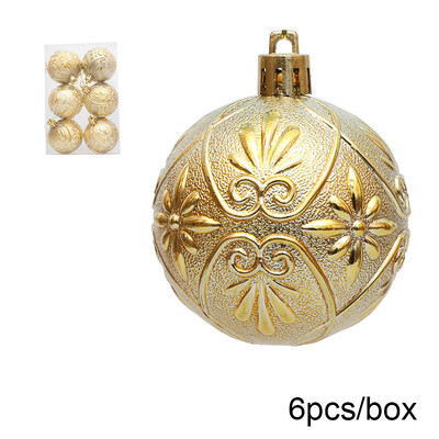 6 vnt. / dėžutė Reljefinis kalėdinio rutulio papuošalai Kalėdų eglutės kabantis pakabukas plastikinis reljefinis rutulys, skirtas 2025 m. Naujųjų metų vakarėlio namų dekoravimui