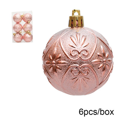 6 vnt. / dėžutė Reljefinis kalėdinio rutulio papuošalai Kalėdų eglutės kabantis pakabukas plastikinis reljefinis rutulys, skirtas 2025 m. Naujųjų metų vakarėlio namų dekoravimui