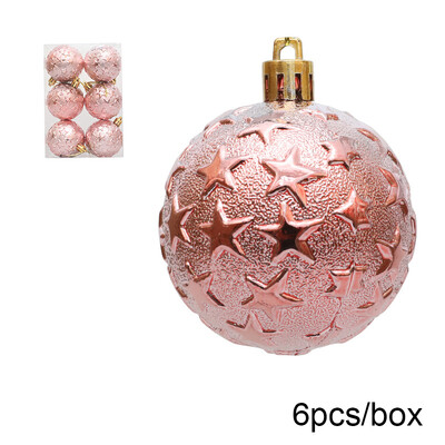 6 vnt. / dėžutė Reljefinis kalėdinio rutulio papuošalai Kalėdų eglutės kabantis pakabukas plastikinis reljefinis rutulys, skirtas 2025 m. Naujųjų metų vakarėlio namų dekoravimui