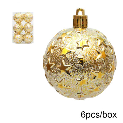 6 vnt. / dėžutė Reljefinis kalėdinio rutulio papuošalai Kalėdų eglutės kabantis pakabukas plastikinis reljefinis rutulys, skirtas 2025 m. Naujųjų metų vakarėlio namų dekoravimui