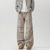 Trashy Y2K 2000S Streetwear Βερίκοκο πλισέ φαρδύ Jeans Cargo Παντελόνι Ανδρικά Ρούχα Φαρδιά Βαμβακερά Μακριά Παντελόνια Pantalon Homme