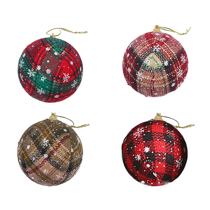 16 vnt Kalėdų rutulio papuošalų rinkinys 6 cm Buffalo Plaid audinio kamuoliukų dekoracijos Nedūžtantys kabantys papuošalai vakarėliui