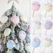 6db 14cm karácsonyi spirál medálok rózsaszín sárga kerek torta otthoni karácsonyfa függő dekoráció Navidad újévi 2025 gyerekajándék