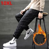 ΜΕΓΑΛΟ ΜΕΓΕΘΟΣ Man Plus Velvet Ανδρικό Παντελόνι Χειμερινό Παχύ Παντελόνι Casual με βαμβακερή επένδυση Plus size Παντελόνι ζεστό βελούδο 10XL 9XL