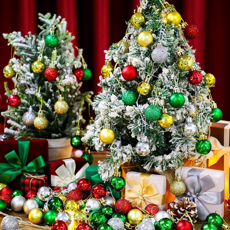 4CM Linksmų Kalėdų papuošimas 24 vnt. Pakabinamas Kalėdų kamuolys Kalėdų eglutės pakabukų papuošalai namų dekoravimui Navidad Dovanos Priedai