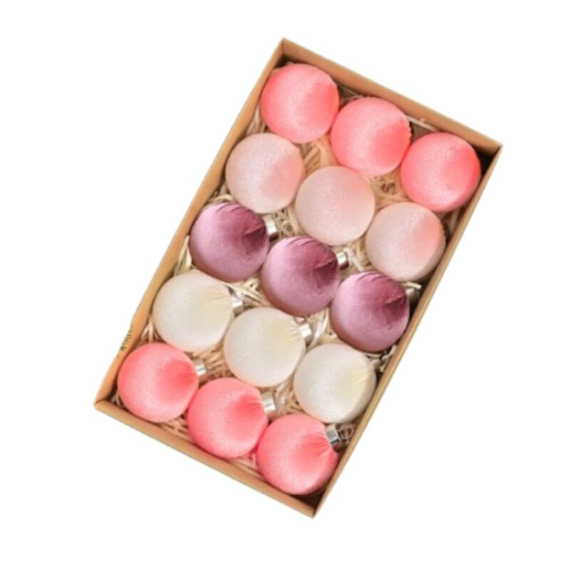 15db 6 cm-es bársony karácsonyi golyós medál törésálló bolyhos karácsonyi akasztós golyók újrafelhasználható karácsonyfadíszek Partykedvezmények