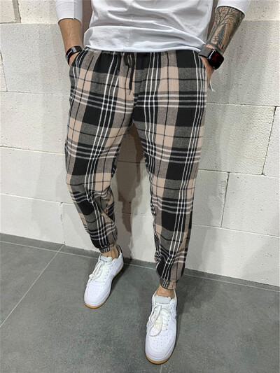 Loose Casual Μεγάλο Καρό Χακί Παντελόνι Πιτζάμα Ανδρικό Ανδρικό Φαρδύ παντελόνι