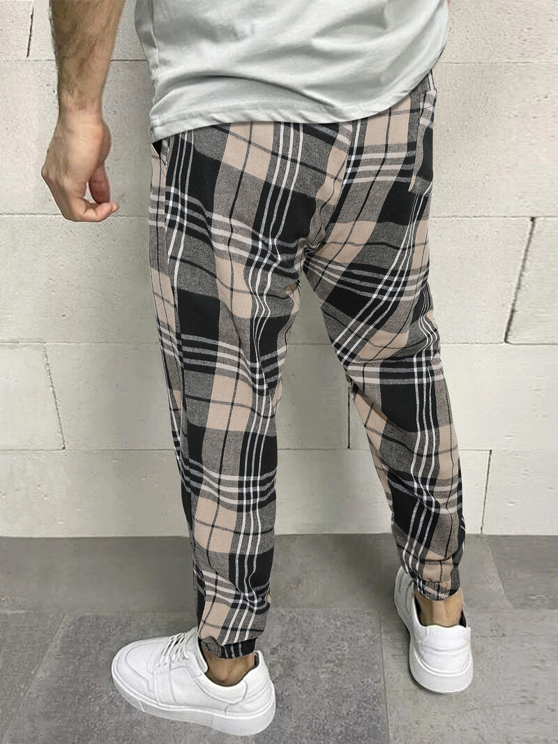 Loose Casual Μεγάλο Καρό Χακί Παντελόνι Πιτζάμα Ανδρικό Ανδρικό Φαρδύ παντελόνι