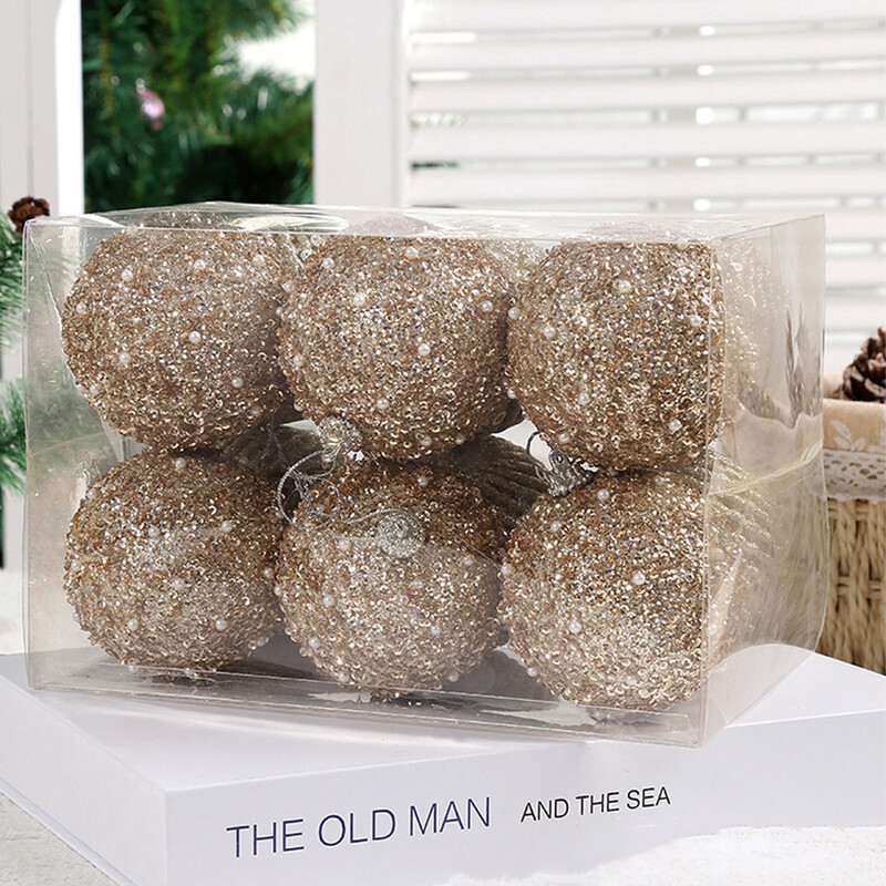 6 komada božićnih kuglica od 8 cm crveno zelene božićno drvce u boji šampanjca Viseći ukrasni privjesak Božićni ukrasi za dom Pokloni