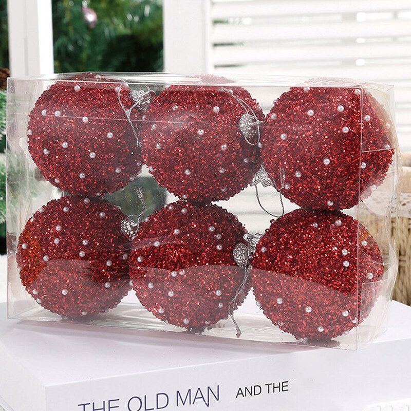 6 komada božićnih kuglica od 8 cm crveno zelene božićno drvce u boji šampanjca Viseći ukrasni privjesak Božićni ukrasi za dom Pokloni