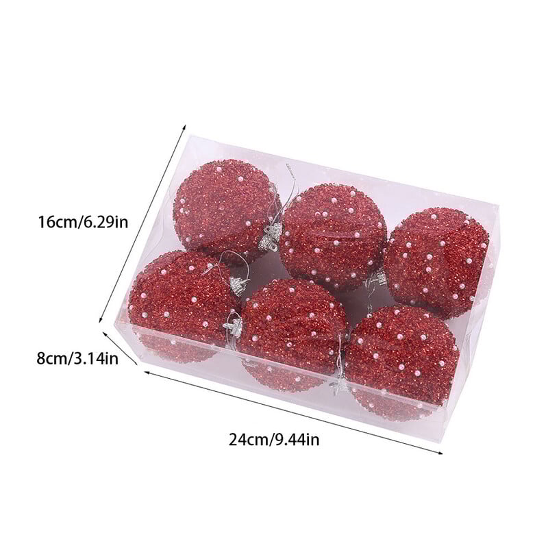 6 komada božićnih kuglica od 8 cm crveno zelene božićno drvce u boji šampanjca Viseći ukrasni privjesak Božićni ukrasi za dom Pokloni