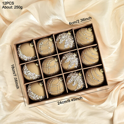 12 vnt. 6 cm Vyno raudonumo kalėdinio rutulio papuošalai Kalėdų eglutės vakarėlio puošmena Naujųjų metų Kalėdų sferos pakabukas aksominiai rutuliai 2025 m.