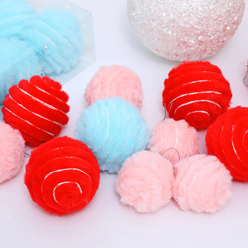 6 ΤΕΜ 8 εκ. Λούτρινα Χριστουγεννιάτικα Στολίδια για Χριστουγεννιάτικα Δέντρα Διακοσμητικά για το Πρωτοχρονιάτικο Σπίτι Ροζ Μπλε Κρεμαστό χριστουγεννιάτικο δέντρο Navidad Διακόσμηση