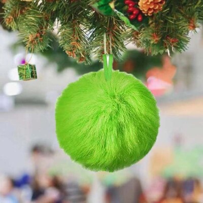 12 buc. Minge de Crăciun cu blană de pluș, verde lime, pentru decorarea bradului de Crăciun, 6 cm, decorațiuni pentru agățat de Crăciun de Anul Nou