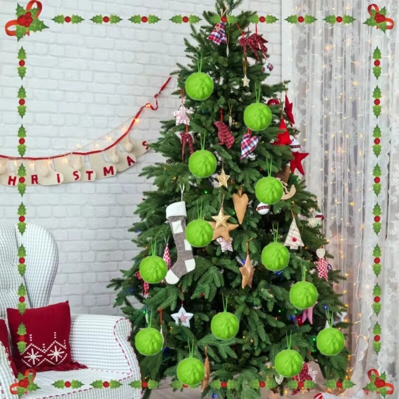 12 τμχ Λούτρινη γούνινη Χριστουγεννιάτικη μπάλα Lime Green DIY Μπάλα διακόσμησης Χριστουγεννιάτικου Δέντρου 6cm Χριστουγεννιάτικα Κρεμαστά Διακοσμητικά Πρωτοχρονιάς
