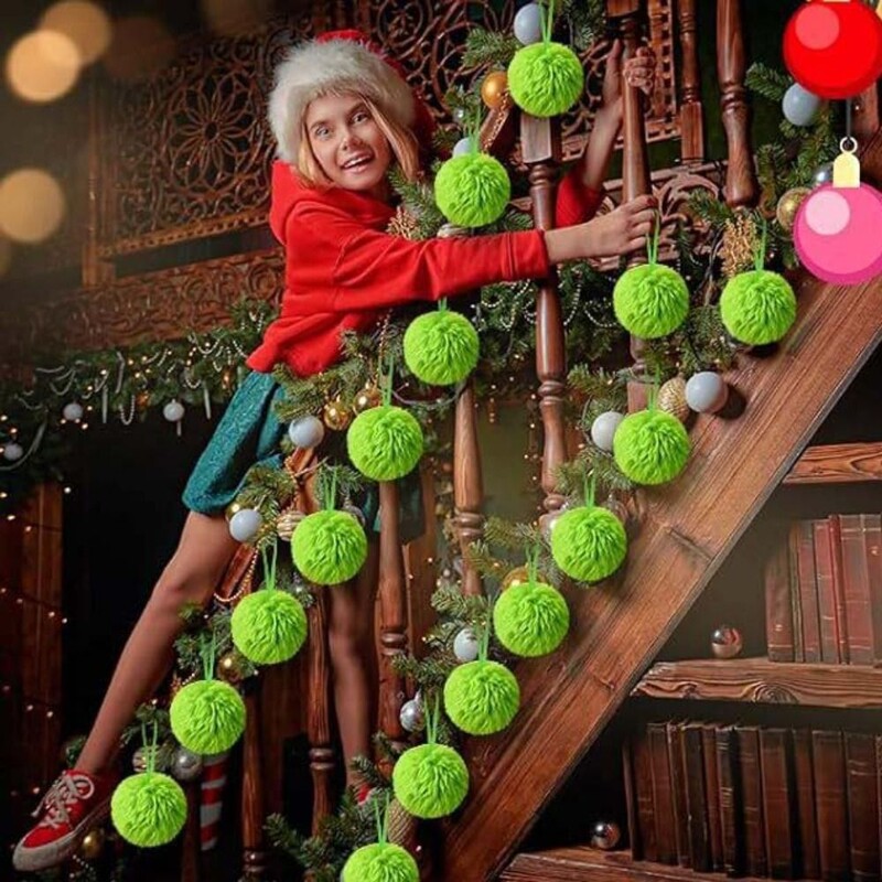 12 τμχ Λούτρινη γούνινη Χριστουγεννιάτικη μπάλα Lime Green DIY Μπάλα διακόσμησης Χριστουγεννιάτικου Δέντρου 6cm Χριστουγεννιάτικα Κρεμαστά Διακοσμητικά Πρωτοχρονιάς