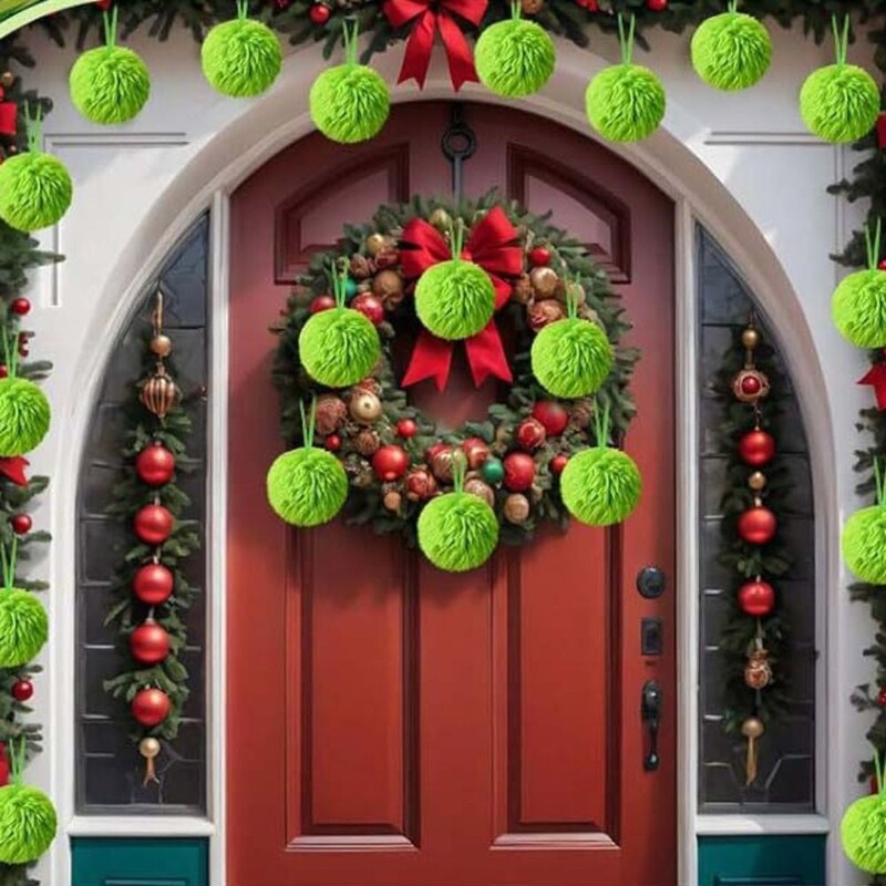 12 τμχ Λούτρινη γούνινη Χριστουγεννιάτικη μπάλα Lime Green DIY Μπάλα διακόσμησης Χριστουγεννιάτικου Δέντρου 6cm Χριστουγεννιάτικα Κρεμαστά Διακοσμητικά Πρωτοχρονιάς