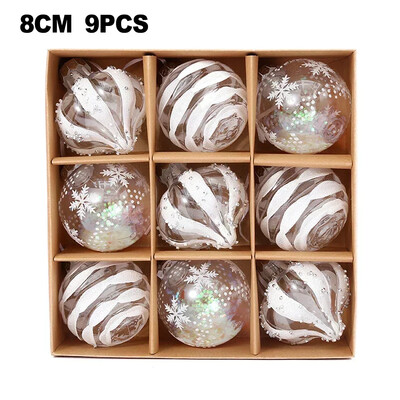 9vnt 8cm Kalėdų rutulio papuošalai Kalėdų eglutės kabantys blizgučiai skaidrūs namų vakarėlio papuošalai dekoro eglutės dekoravimo rutuliai