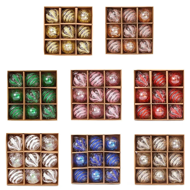 9vnt 8cm Kalėdų rutulio papuošalai Kalėdų eglutės kabantys blizgučiai skaidrūs namų vakarėlio papuošalai dekoro eglutės dekoravimo rutuliai