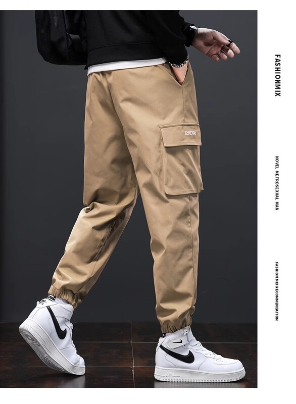 Madingos ir madingos Honkongo stiliaus kulkšnis rišančios jaunimo naujos sportinės vyriškos laisvalaikio kelnės