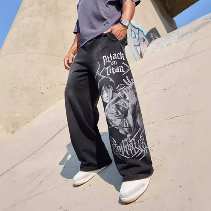 Anime ATTACK ON TITAN Animacinių filmų spausdintos kelnės Naujos Amerikos moterys Vyriškos sportinės kelnės bėgimo treniruočių kelnės Medvilninės plačios kelnės